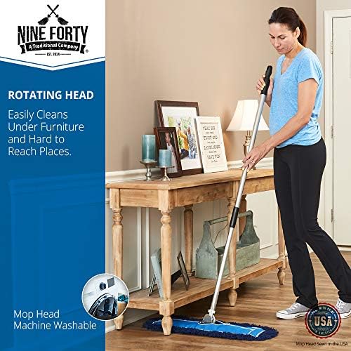 Nine Forty 18" Premium Nylon Dust Mop- Heavy Duty Mop Head for Industrial, Commercial, and Residential Cleaning - Dry Floor Duster for Hardwood Surfaces and Commercial Applications - Blue - Image 3