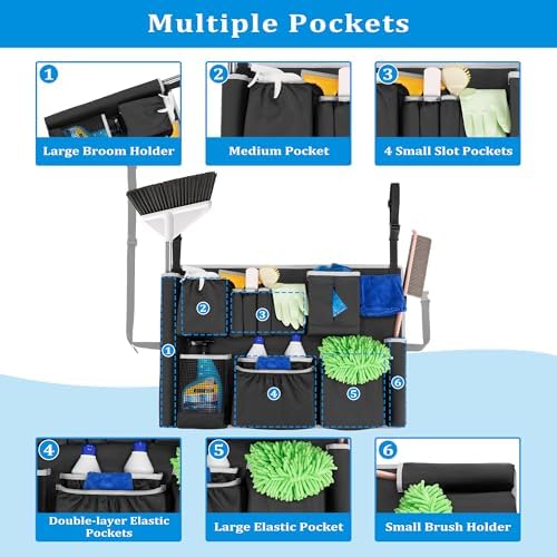 HODRANT Trash Can Caddy Bag with 13 Pockets Fit 32-55 Gallon Garbage Bin - Image 4