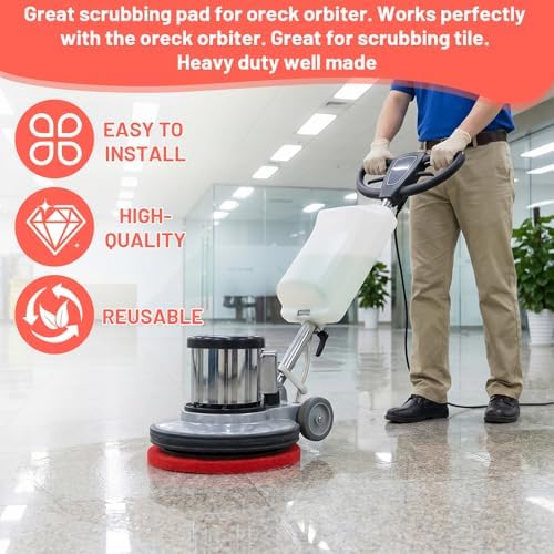 2 Pcs 12 Inch Floor Machine Pads, Red Scrubbing Pads for Floor Buffer Machine, 12" Diameter Commercial Cleaning Pad - Image 3