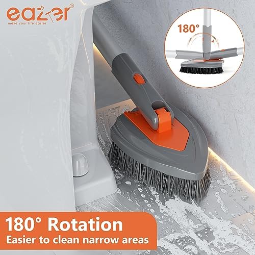 Eazer 4-in-1 Long-Handled Tub Scrubber-Versatile Bathroom Cleaning Brush with Shower Scrubber-Ideal Shower Cleaner Brush for Efficient Cleaning-Long Handle Scrub Brush for Shower, Tub, and Bathroom - Image 4