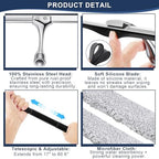 Metal Shower Squeegee with 17'' - 60'' Extension Pole for Window,Glass Door - Image 5
