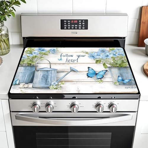 Stove Top Covers for Electric Stove: 30''×21'' Stove Mat Protective Cooktop Cover Expands Counter Area, Kitchen (Butterfly) by AOHMPT