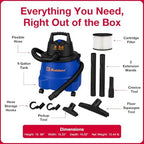 Koblenz WD-9 L212 Wet Dry Vacuum Cleaner, 9 Gallon, 5.0 PHP - Image 7