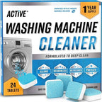 Washing Machine Cleaner Descaler 24 Pack - Deep Cleaning Tablets For HE Front Loader & Top Load Washer, Septic Safe Eco-Friendly Deodorizer, Clean Inside Drum and Laundry Tub Seal - 12 Month Supply by ACTIVE