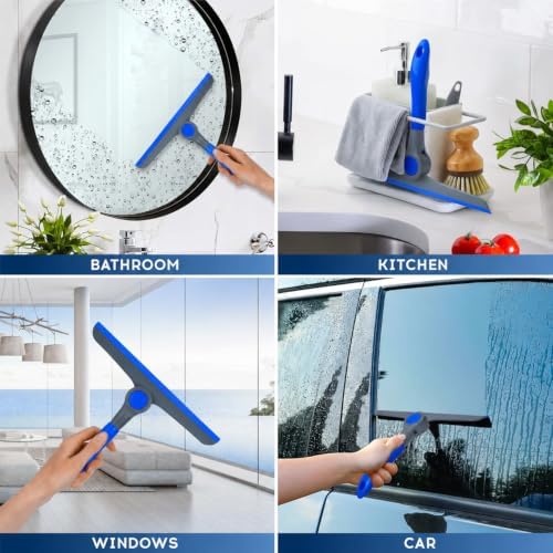 DSV Standard 10" Heavy Duty Blue, Grey Window Cleaning Squeegee, Handheld Squeegee for Glass Doors, Windows, Car Windshields & More - Image 6