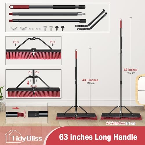 TidyBliss 24” Large Push Broom Outdoor Heavy Duty with 63” Long Handle - Image 4