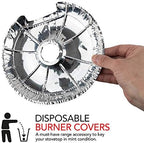 Round Electric Stove Burner Covers (100 Pack) 6 Inch and 8 Inch Disposable Stove Top Aluminum Foil Bib Liners, to Keep Kitchen Range Clean from Oil and Food Drips, Stock Your Home - Image 3