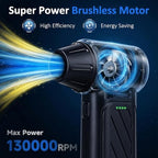 Compressed Air Duster, 130,000RPM Ultra-Powerful Cordless Electric Air Duster with 4000mAh Rechargeable Battery, 3-Gear Adjustable Air Blower for Keyboard, Computer, Car, Home Cleaning - Image 6