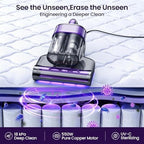 Maircle Mattress Vacuum Cleaner with UV Light, Bed Vacuum with Dust Detection, 16KPa Handheld Vacuum with LED Display, 40,000 Beats/Min Tapping, 150°F Heat, HEPA Filter for Bed, Couch - Image 5