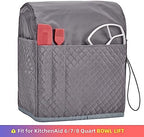 HOMEST Stand Mixer Quilted Dust Cover with Pockets Compatible with KitchenAid 6/7/8 Quart Bowl Lift, Grey (Patent Design) - Image 4