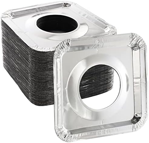 ZEAYEA 100 Pack Aluminum Foil Stove Burner Covers, 8.5" Square Disposable Gas Burner Liner, Gas Range Protector Bibs for keep Gas Range Clean by ZEAYEA