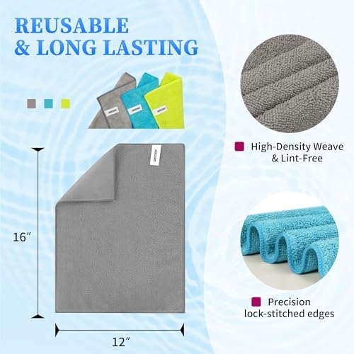 FIXSMITH Shop Towels-400 Pack, Multi-Functional Shop Rags, 12 x 16 in Microfiber Cleaning Cloth, Highly Absorbent Cleaning Rags, Cleaning Towels for Car Kitchen Home Office - Image 2