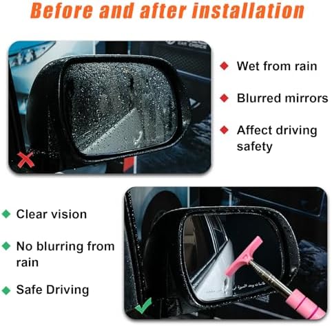 Dickno Car Side Mirror Squeegee, 35.6'' Retractable Rearview Mirror Wiper, Mini Portable Auto Window Squeegee Cleaner, Universal Vehicle Glass Cleaning Tool for Rainy Foggy Weather (Pink) - Image 4