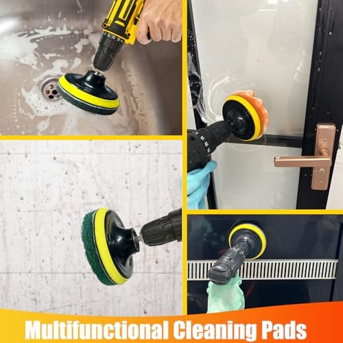 10Pcs Drill Brush Attachment Set, Drill Scrubber Brush Kit Include Scrub Pads, Drill Cleaning Brush Attachment Set for Bathroom, Tub, Tile,Floor, Grout, Boat - Image 4