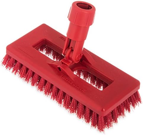 SPARTA 363883103 Plastic Block Swivel Scrub Brush, Polyester Bristles, 1" Bristle Trim, 8" Length x 3-1/2" Width, Red/White by SPARTA
