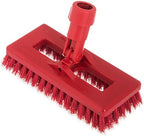 SPARTA 363883103 Plastic Block Swivel Scrub Brush, Polyester Bristles, 1" Bristle Trim, 8" Length x 3-1/2" Width, Red/White by SPARTA