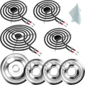 W10196405(8”) W10196406(6”) Electric Stove Burner Drip Pans & MP22YA Electric Range Burner Element Unit Set by Cenipar-Compatible with Whirl-pool Ken-more Ama-na Range Oven/Stove by Cenipar