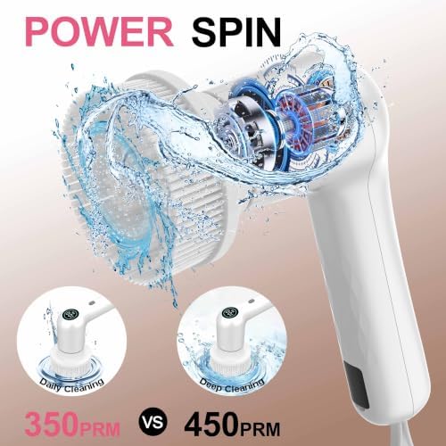 Electric Spin Scrubber, 44 in-lbs High Torque Shower Scrubber & LED Display, 6 in 1, Variable Speed Cordless Shower Cleaner Brush for Cleaning Bathroom, Kitchen, Toilet, Bathtub, Car - Image 3