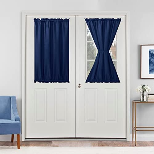 Hiasan French Door Curtains Privacy, Navy Blue, 24W x 40L, 1 Panel by Hiasan