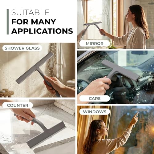 GÜTEWERK Silicone Shower Squeegee with 3-in-1 No-Drill Mount, Grey, 11'' - Image 6