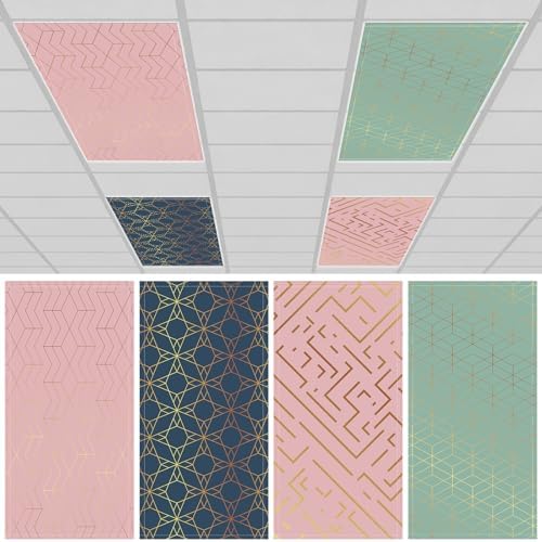 4pcs Classroom Fluorescent Magnetic Light Covers,2x4 FT Geometric by Hallswl