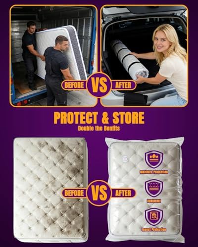 XUTAI Mattress Vacuum Bag, Vacuum Seal Storage Bag for Mattress & Clothing – Heavy Duty Reusable Mattress Storage Bag (1 Queen) - Image 5