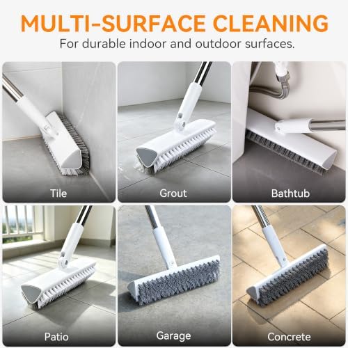 Scrub Brush with Long Handle, Extends to 55 in, Pivoting Triangle Head - Image 6