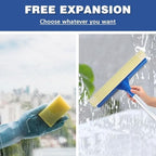 Professional 2-in-1 Window Squeegee with Telescopic Stainless Steel Handle (13.3"-18.9") | Sponge & Scraper for Glass, Shower, Car & High Surfaces - Image 2