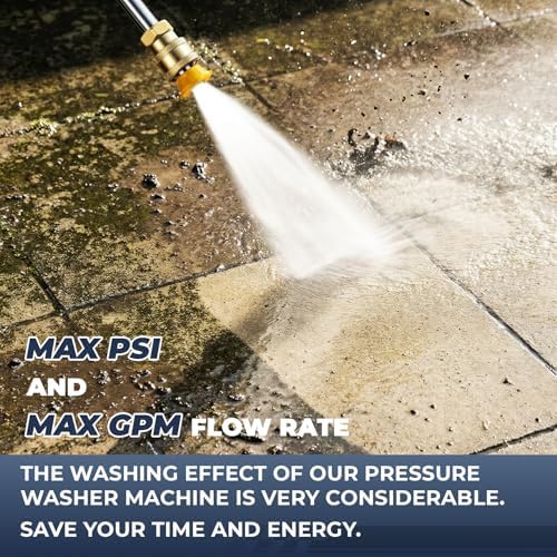 Commercial 5000 PSI 4GPM 3L Foam Bottle Electric Pressure Washer, Professional Plug Power Washer Electric Powered with 23FT Hose 5 QC Nozzles 8" Wheels for Home Yard Floor Driveway Gate Fence, Blue - Image 5