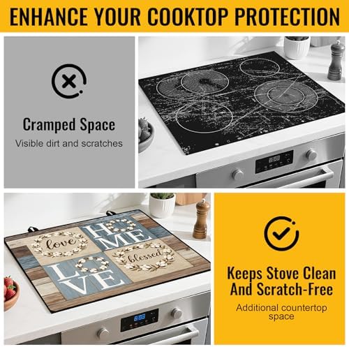 NYZE Stove Top Cover for Electric/Glass Stove, Flat Top Cooktop Protector, Electric Cooktop Cover, Extra Counter Space for Kitchen (HOME LOVE) - Image 5