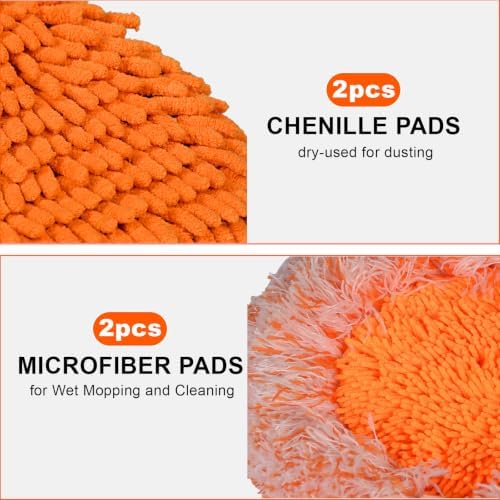 Wall Mop Set, 4 Mop Head + 87”Handle Dust Mop for Ceiling,Baseboard & Floor - Image 3