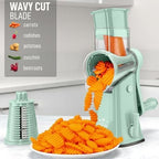 Rotary Cheese Grater Manual Hand Crank 5 Blade Shredder, Mint - Image 4