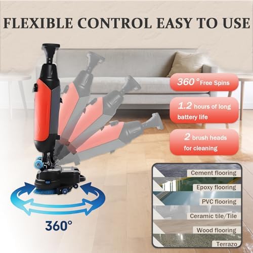 Industrial Floor Buffer Machine Commercial Floor Scrubber 360° Flexible Control 240 rpm Basic Speed 1200 sq.m/hr Efficiency 43-56db low Noise easy Maintenance for Offices Malls Warehouses White - Image 4
