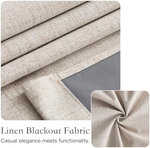 NICETOWN 100% Blackout Privacy French Door Curtains for Window - Image 6