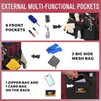 SCAVATA Rolling Cleaning Caddy Bag with Detachable Trolley, Large Cleaning Supplies Organizer with Wheels, Multi-Pocket Cleaning Cart with Adjustable Shoulder Strap for Housekeepers (Magenta) - Image 2
