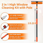 14" Extra-Wide Window Squeegee with 5-20FT Extension Pole - Image 3
