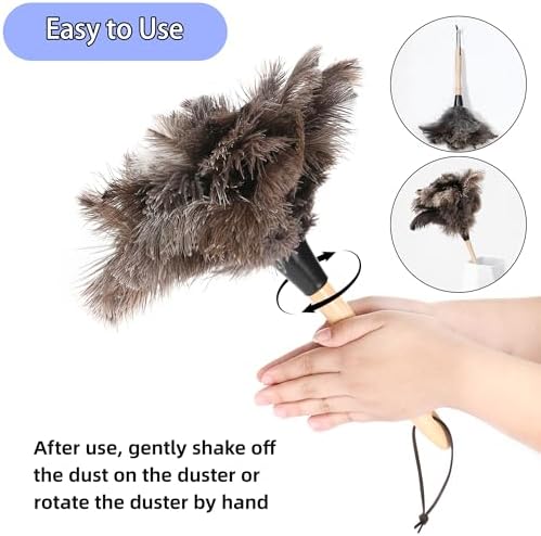 Soarer Ostrich Feather Duster for Cleaning,2Pcs Brush Kit,14inch Handle - Image 5