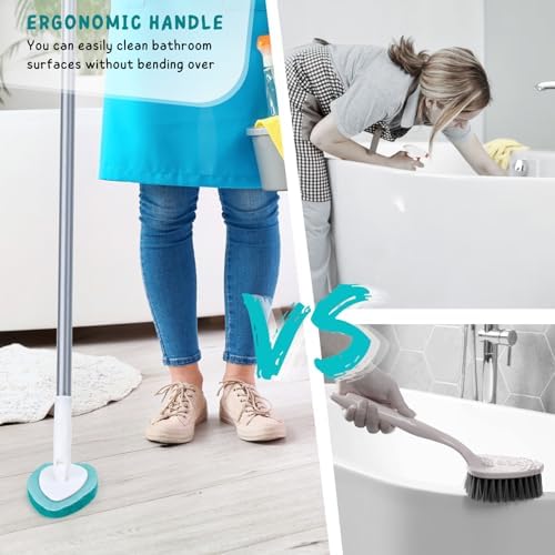 Shower Scrubber with Long Handle, 47'' Bathtub Scrub Brush with 6 Pads - Image 4