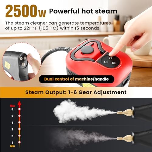 Saker Steam Cleaner for Home,6-Level Adjustable Steamer for Cleaning,Portable Handheld Steam Cleaner,Portable Steamer for Living Room,Kitchen,Bathroom Cleaning - Image 3