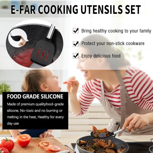 E-far Silicone Cooking Utensils Set, 30-Piece Black Kitchen Utensils Set - Image 6