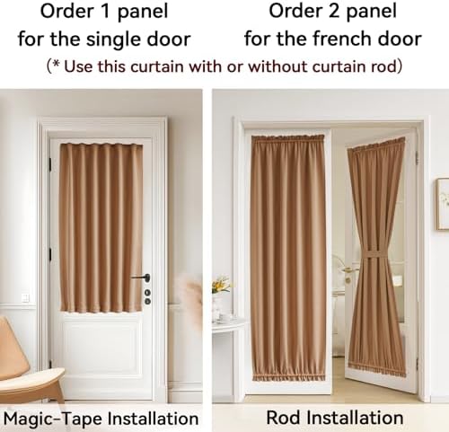Vatge Terracotta French Door Curtains 72 Inch Length for Patio Door - Burnt Orange Sidelight Curtains for Front Door, 1 Panel, W25 x L72, Terracotta - Image 4