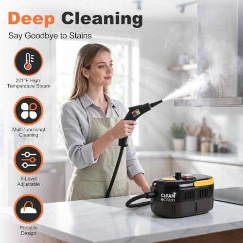 CE-01 Portable Steam Cleaner with Accessory Kit, High Temperature Handheld Steam Cleaning Machine for Home, Kitchen, Bathroom, Tile Grout, Sink, Range Hood, Car Interior and Household Surfaces - Image 2