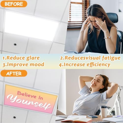 Wiooffen 6PCS Fluorescent Light Covers for Classroom Ceiling Light 4x2ft Magnetic Lights Covers Filter Easy Install for School Office Hospitals Ceiling Supplies (Gradient Positive) - Image 4