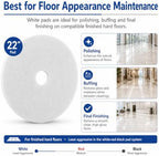 22 Inch White Floor Polishing Pads, 5 Pack, 23mm Thick Floor Machine Pads for Polishing, Buffing, Finishing and Floor Maintenance, for Rotary Machines, Buffers and Auto Scrubbers - Image 5