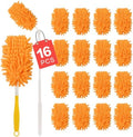 16Pcs Reusable Duster Refill Compatible with Swiffer Hand Duster +3FT Extended Handle +1 Handle, 360 Heavy Duty Duster Refills for Cleaning, Office, Ceiling Fan by Unknown
