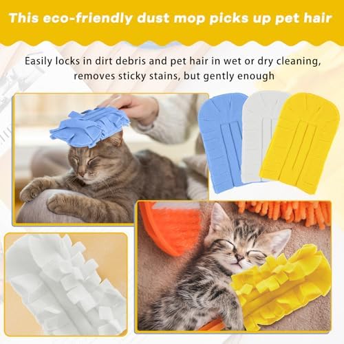 3 Pcs Reusable Duster Refills Washable Pads, White, Blue, Yellow - Image 4