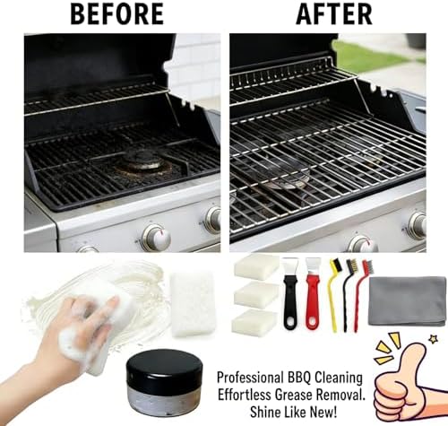 10-Piece Professional Heavy Duty Grill & Oven Cleaning Kit - Brushes, Scrapers, Sponge for BBQ & Microfiber Towel, 0.71 oz Stainless Steel Paste,Deep Clean Stovetop, BBQ Cleaning Tools - Image 2