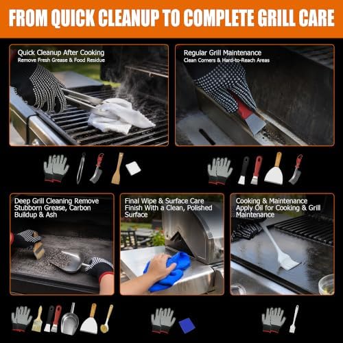 Grill Cleaning Kit, 15-Piece BBQ & Griddle Cleaning Tool Set - Image 3