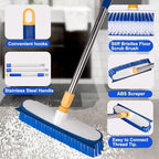 Floor Scrub Brush - 2 in 1 Deck Scrub Brush with Long Handle for Tile, Deck, Patio, Marble, Garage, Wall, Kitchen, Bathroom - Image 3
