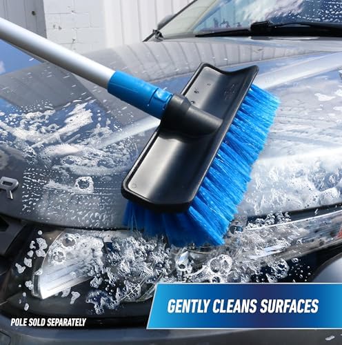 Unger Professional Lock-On HydroPower 10” Bi-Level Soft Wash Brush, Compatible with Waterflow Poles, Outdoor Cleaning Supplies, Great for Patios, Siding, Windows, Cars, and Boats - Image 2